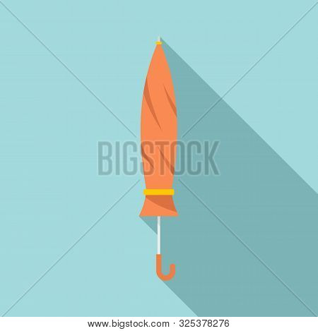 Closed Retro Umbrella Icon. Flat Illustration Of Closed Retro Umbrella Vector Icon For Web Design