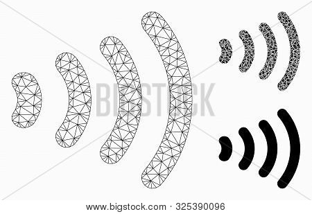 Mesh Wireless Model With Triangle Mosaic Icon. Wire Frame Triangular Network Of Wireless. Vector Mos