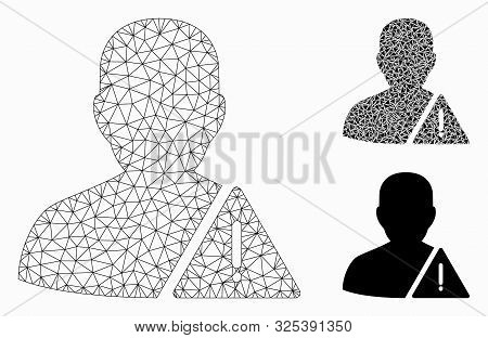Mesh User Warning Model With Triangle Mosaic Icon. Wire Frame Polygonal Mesh Of User Warning. Vector