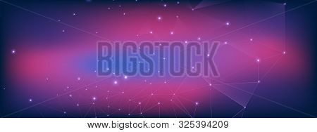 High Technology Visualization. Big Data Vector. Purple Digital Contemporary. Dark Wireframe Poster. 
