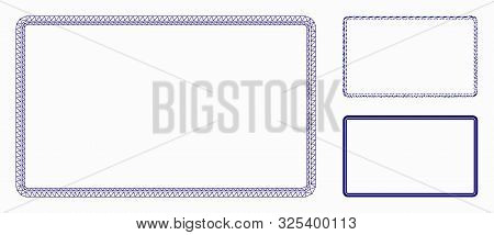 Mesh Double Rounded Rectangle Frame Model With Triangle Mosaic Icon. Wire Carcass Triangular Mesh Of