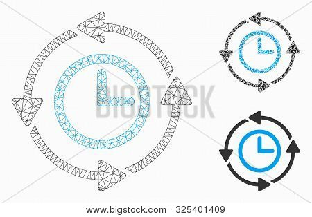 Mesh Wayback Clock Model With Triangle Mosaic Icon. Wire Frame Polygonal Mesh Of Wayback Clock. Vect