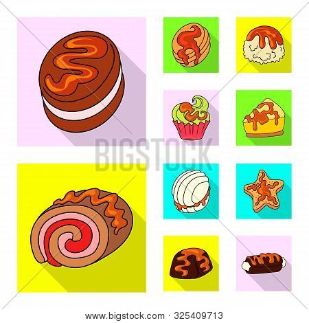 Vector Illustration Of Confectionery And Culinary Sign. Set Of Confectionery And Colorful Vector Ico