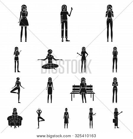 Vector Design Of Emotions And Female Logo. Collection Of Emotions And Body Vector Icon For Stock.