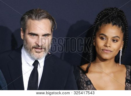 Joaquin Phoenix and Zazie Beetz at the Los Angeles premiere of 'Joker' held at the TCL Chinese Theatre IMAX in Hollywood, USA on September 28, 2019.