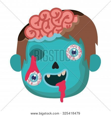 Cute Little Boy Head With Sombie Costume Vector Illustration Design