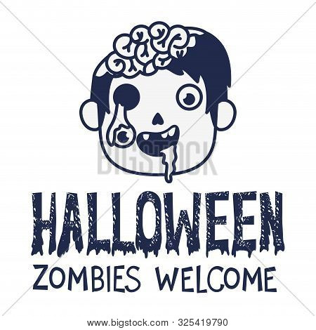 Boy Head With Sombie Costume And Welcome Message Vector Illustration Design