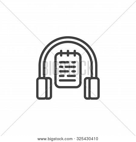Audio Lesson Line Icon. E-learning Linear Style Sign For Mobile Concept And Web Design. Headphones W