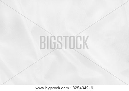 White Fabric Cloth Texture For Background And Design Art Work, Beautiful Crumpled Pattern Of Silk Or