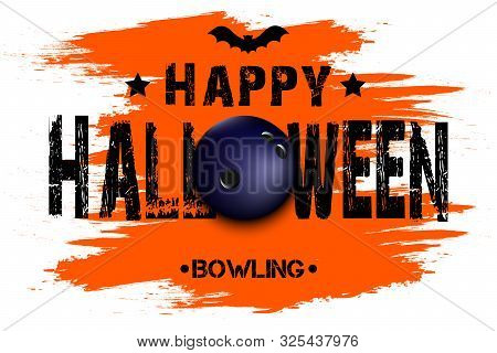 Halloween Pattern. Happy Halloween And Bowling Ball. Bowling Logo Template Design. Design Pattern Fo