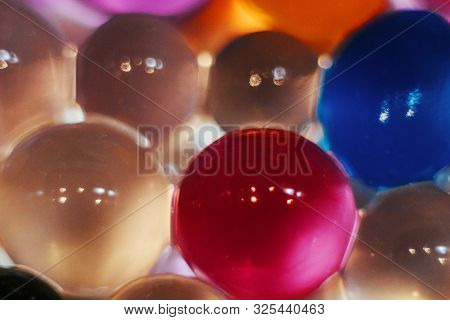Abstract Texture, Color Balls Of Hydrogel For The Background. Hydrogel Beads. Close Up.