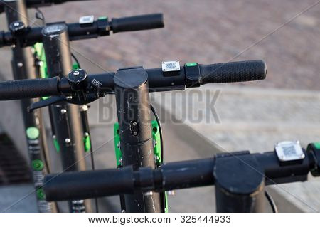 Warsaw, Poland - September 18, 2019: Lime-s Electric Scooter Of The Company Lime In The Street