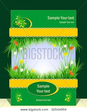 Telaio con erba e fiori per la presentazione