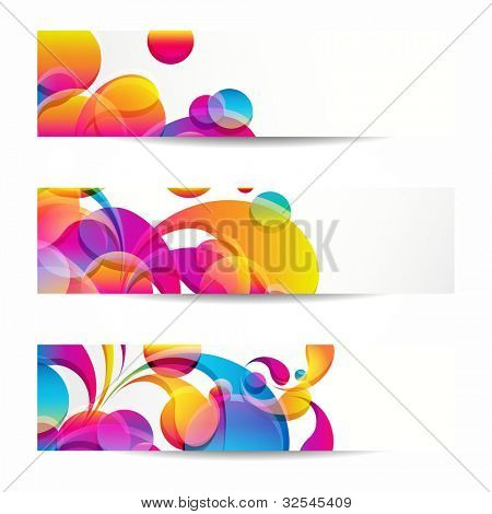 Abstract web banners with colorful arc-drop for your www design