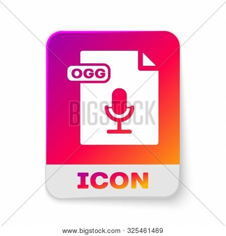 White Ogg File Document. Download Ogg Button Icon Isolated On White Background. Ogg File Symbol. Rec