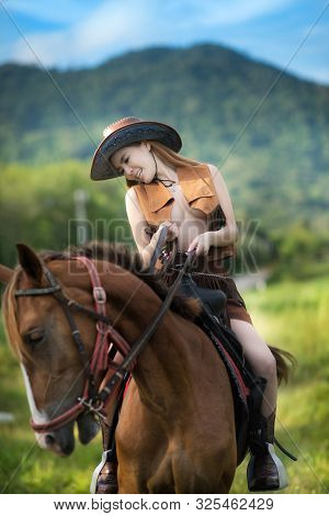 Thai  Sexy Model Women Cowboy Dress No Bra