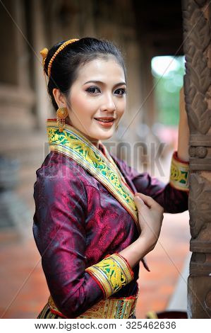 Women Model From Thailand In Lao Dress