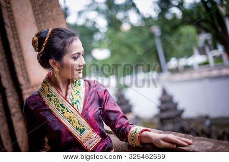 Women Model From Thailand In Lao Dress