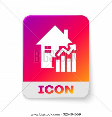 White Rising Cost Of Housing Icon Isolated On White Background. Rising Price Of Real Estate. Residen
