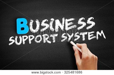 Business Support System Text On Blackboard, Business Concept Background