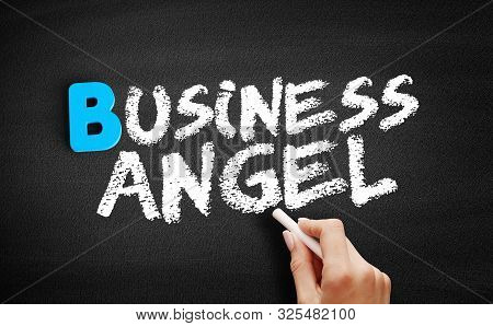 Business Angel Text On Blackboard, Business Concept Background