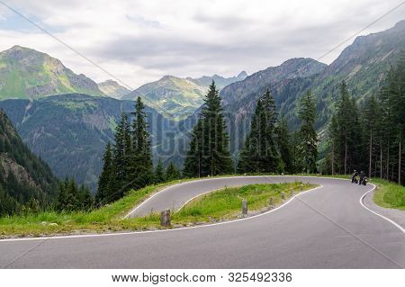 Serpentine Of A Mountain Tourist Pass Silvretta High Alpine Road, Austria