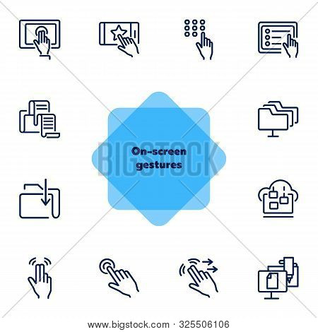 On-screen Gestures Line Icon Set. Double Tap, Swipe, Hand. Modern Technology Concept. Can Be Used Fo