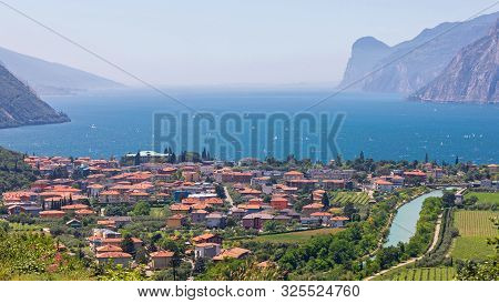 Aerial View Of Nago Torbole At Lake Garda In Italy