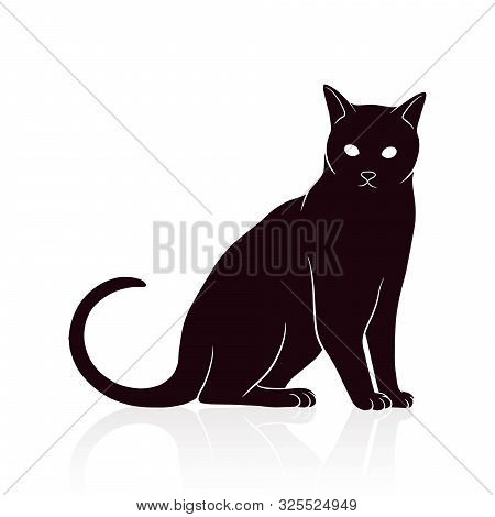 Cat Silhouette Vector Illustration Isolated On White Background