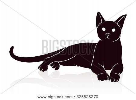 Cat Silhouette Vector Illustration Isolated On White Background