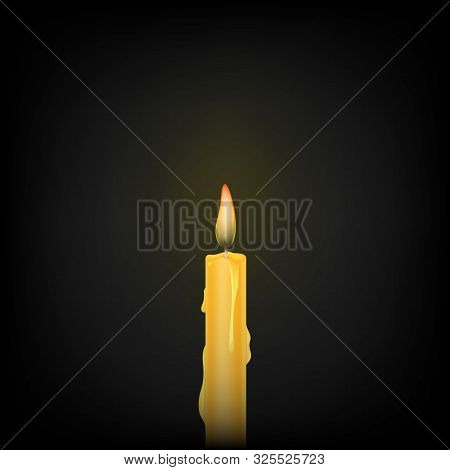 Burning Candle On A Black Background. Vector Illustration