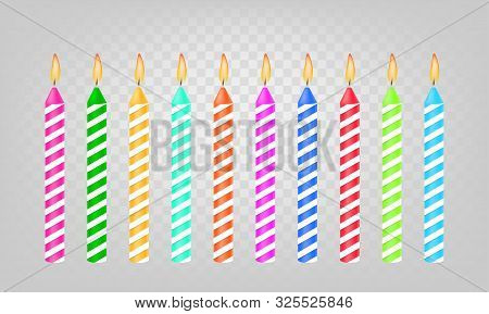 Colored Candles For The Holiday. Vector Illustration On Transparent Background