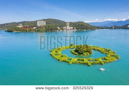 aerial view of a small island named 