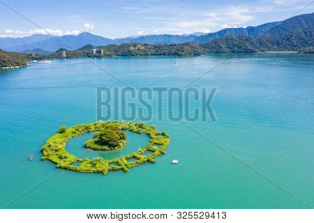 aerial view of a small island named 