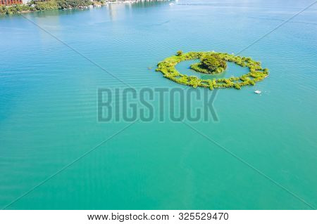 aerial view of a small island named 
