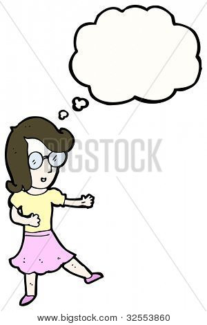 Cartoon Mädchen mit Brille tanzen