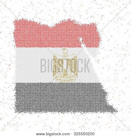 Map Of Egypt. Mosaic Style Map With Flag Of Egypt. Vector Illustration.