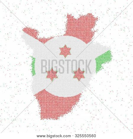 Map Of Burundi. Mosaic Style Map With Flag Of Burundi. Vector Illustration.