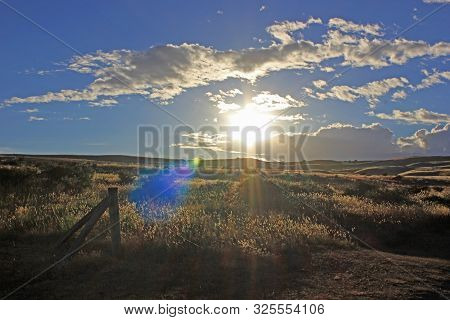 Sunset near lake alexandrina in new zealand