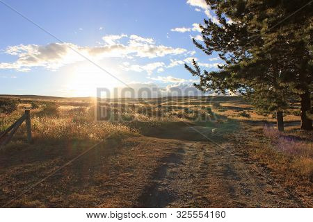 sunset and evening mood in canterbury, new zealand