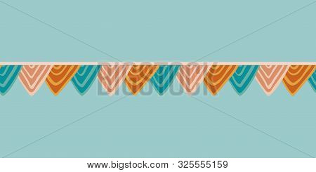 Colorful Bounting Vector Border With Hand Drawn Triangle Flags For Paper Goods, Invitation Cards, Gr