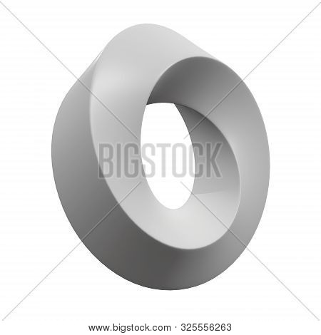 Mobius Strip Ring Sacred Geometry. Spatial Figure With Upturned Surfaces. Optical Illusion With Dual