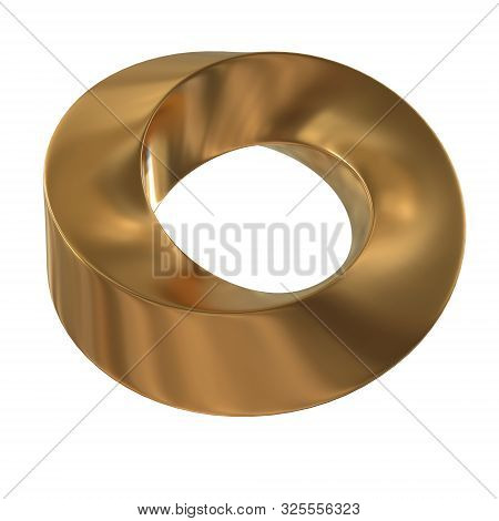 Mobius Strip Ring Sacred Geometry. Spatial Figure With Upturned Surfaces. Optical Illusion With Dual