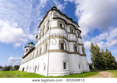 Bell Tower And The Church Of St. John The Theologian In Nicolo-vyazhishchsky Monastery. Novgorod Reg