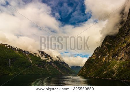 The Seven Sisters Waterfall In Geiranger, Norway ( 7 Sisters Waterfall )