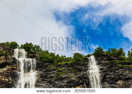 The Seven Sisters Waterfall In Geiranger, Norway ( 7 Sisters Waterfall )