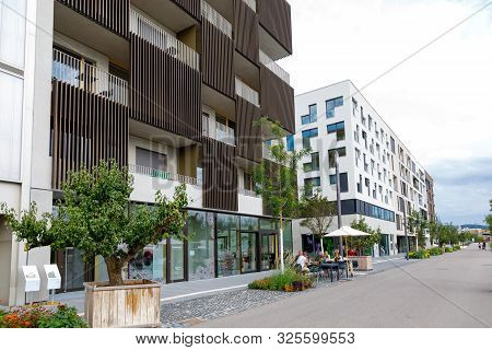 Heilbronn, Germany - August 12, 2019. The New City Block Was Created Using Architectural, Technical 