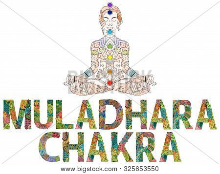 Muladhara Chakra. Vector Zentangle Object For Decoration
