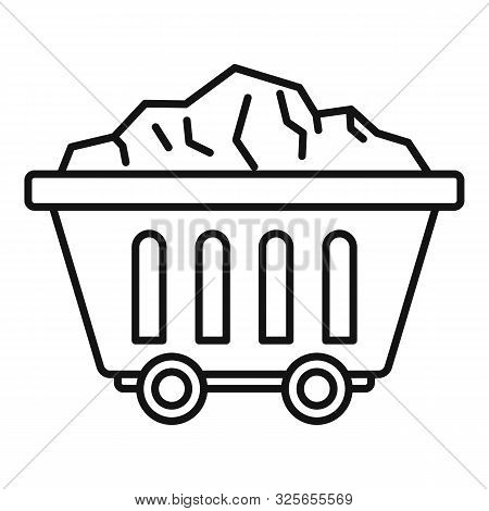 Mine Coal Wagon Icon. Outline Mine Coal Wagon Vector Icon For Web Design Isolated On White Backgroun