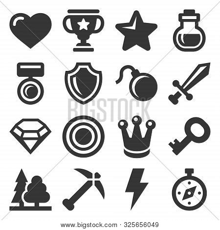 Computer Games Icons Set On White Background. Vector